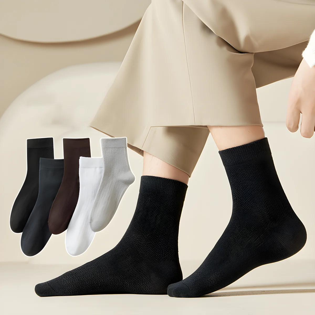 

5 Pairs Men's Breathable Quarter Thin Ankle High Socks - Comfort Cool Soft