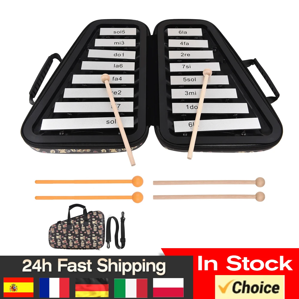 16 Keys Xylophone Glockenspiel 16-Note Aluminum Plate Xylophone Early Educational Musical Percussion Instrument & Case Mallets