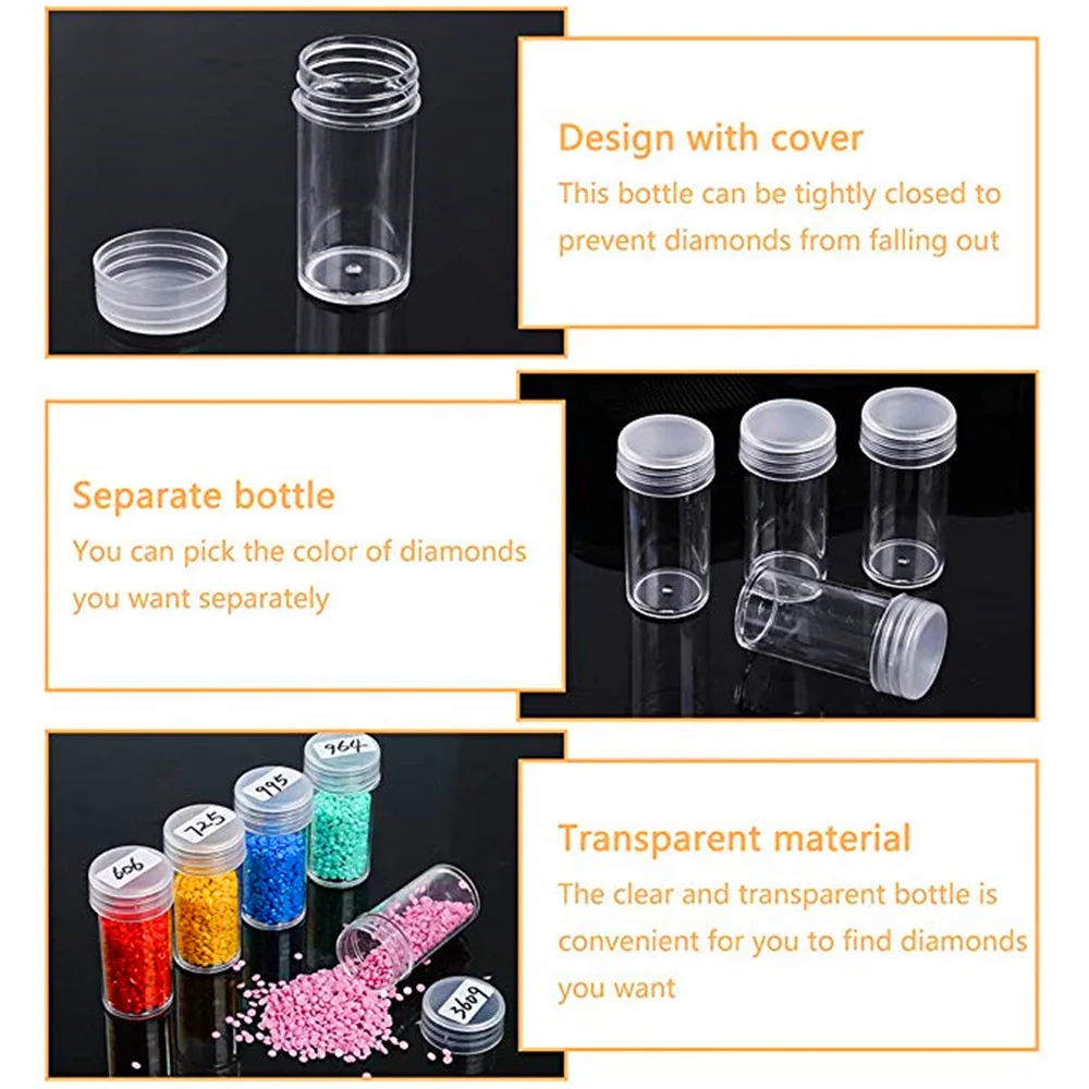 Bottles Box Storage Transparent Container Case Diamond Painting Accessories Diamond Embroidery Beads Storage Box Organizer Tools