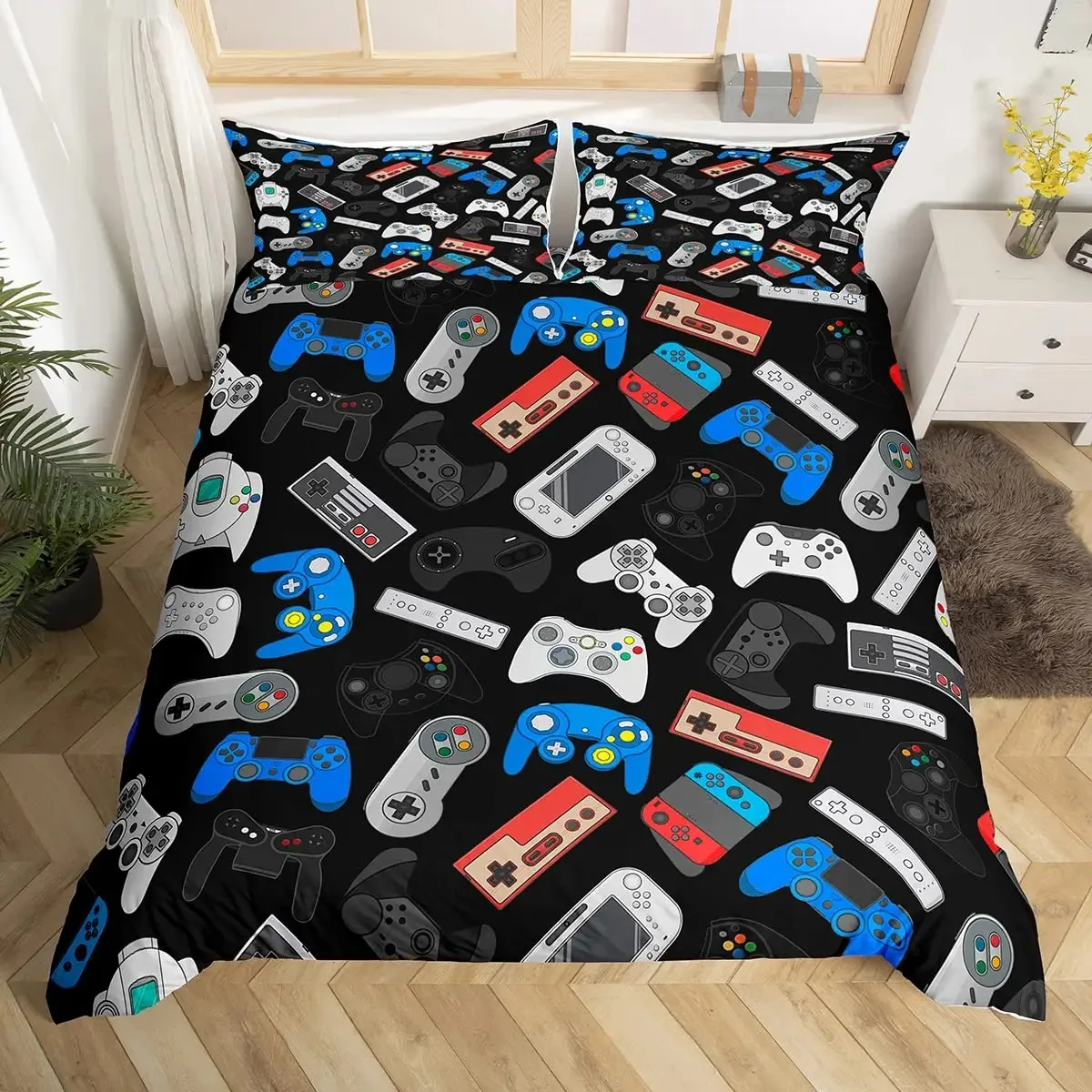 

Gamepad Duvet Cover Set Microfiber Gamer Player Gaming Joystick Comforter Cover Queen Full Size