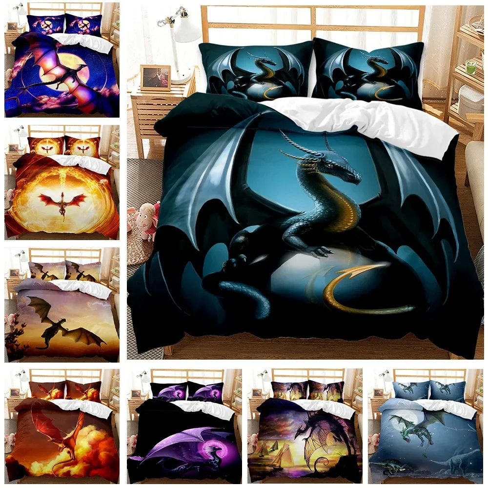 

Flying Dragon Duvet Cover,3D Mythical Dragon Print Polyester Bedding Set,Boys Teens Queen King Full Twin Size Comforter Cover