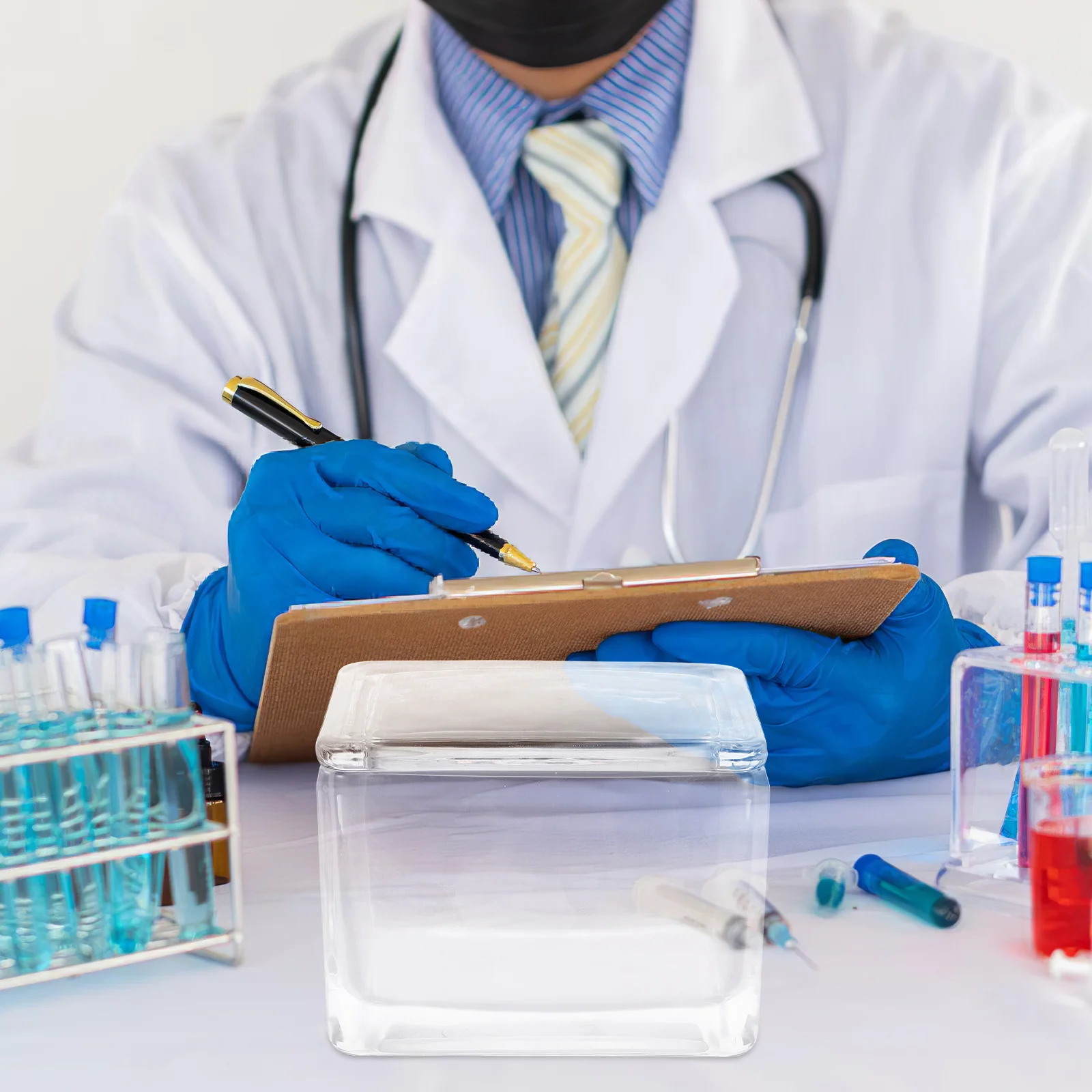 Glass Staining Jar 20 Slides Vertical Horizontal Round Staining Rack for Microscope Laboratory Histology Pathology Samples