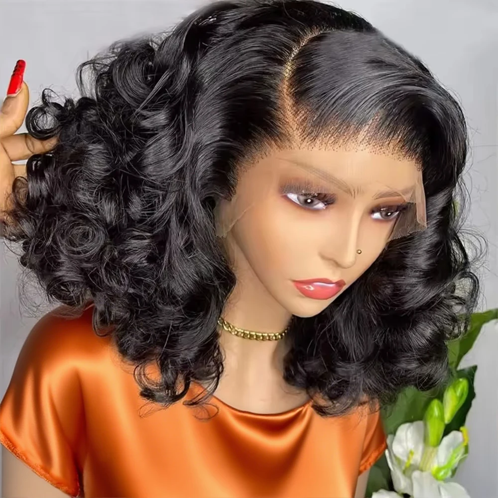 

Готовый к носке парик-боб без клея из натуральных волос, короткий, с естественной волной, без клея, предварительно нарезанный, бразильский, с кружевной застежкой 13x4, для женщин, 8-16 дюймов