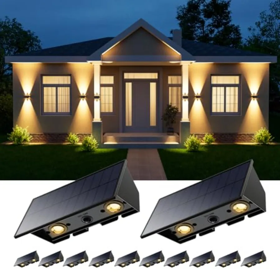 

Solar Up and Down Wall Lights Outdoor Decorative Fence LED Waterproof Yard Lamps for Deck Patio Porch House Garden Easy to Inst