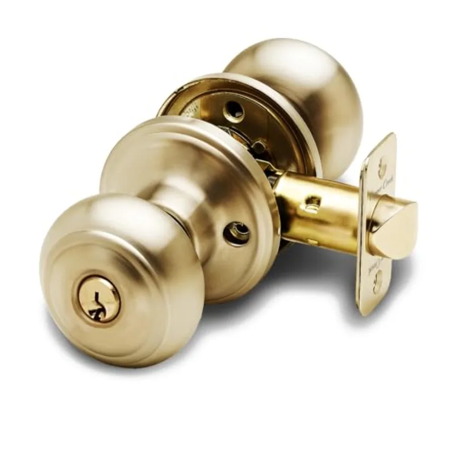 

Colonial Door Knob Handle with Lock and Key, ANSI Grade-3 Certified, DIY-Friendly Install for Interior and Exterior Entrance Do