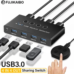 Przełącznik KVM USB 3.0 Switch Wspólny kontroler Hub Adapter 4 wejścia 4 wyjścia Przełącznik USB 3.0 do komputera PC Laptop Drukarka Klawiatura Mysz