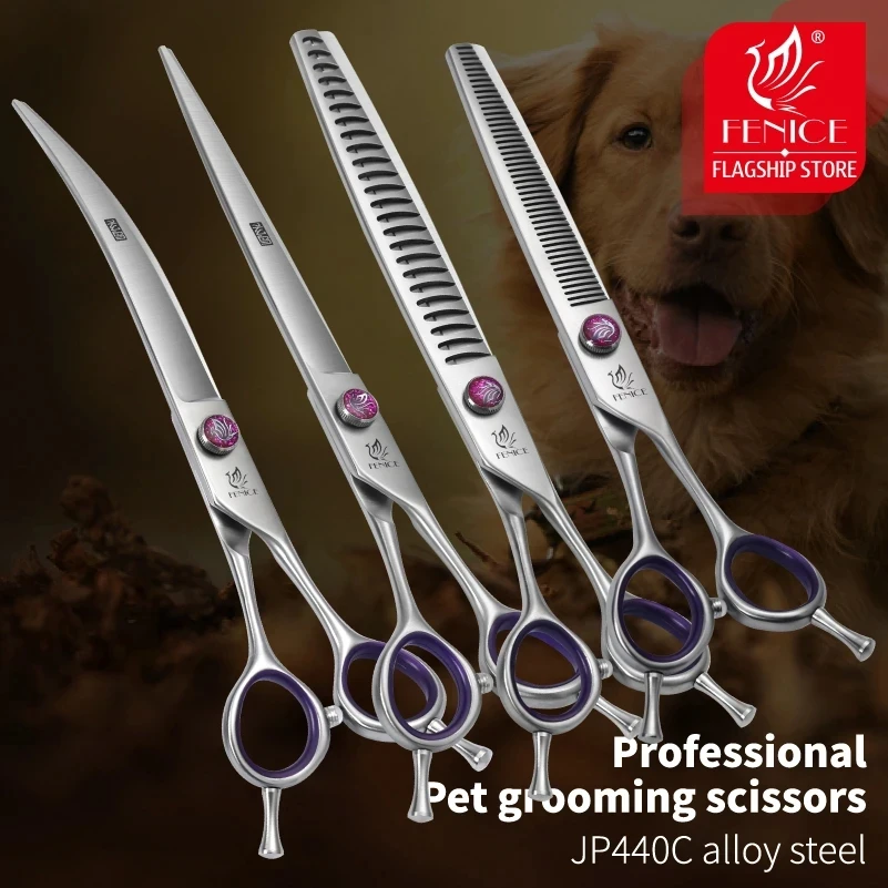 Fenice Professional JP440C 7.0/8.0inch Sharp Durable Soft Pet Dog Grooming Shears Scissors Kit