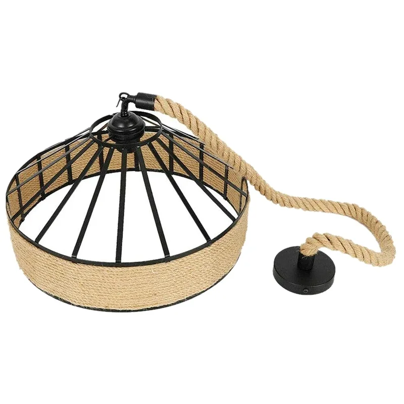 

Vintage Pendant Ceiling Light Retro Antique Industrial Adjustable Chandelier Kitchen Light Fixture E27 Hemp Rope Hanging Lamp