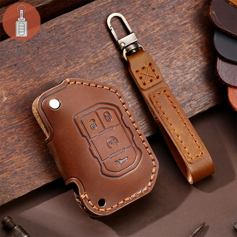 

Новый роскошный кожаный чехол для ключей от автомобиля, аксессуары для ключей для Jeep Wrangler, 4 кнопки 2018 2019 JL JLU, откидной брелок для ключей, держатель для ключей