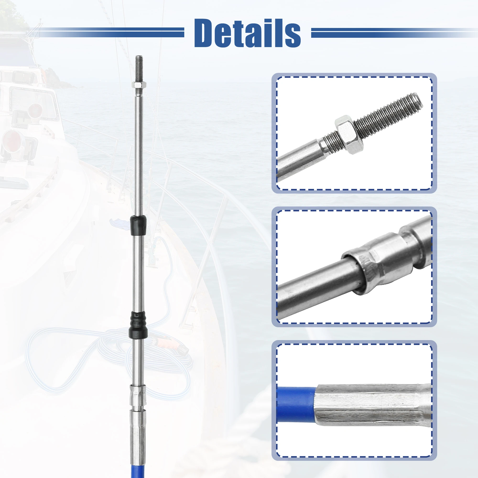 Motoforti-Marine Acelerador Shift Caixa de Controle Remoto Cabo para motor de popa, Barco Motor Steering System, 21-25ft, 2Pcs