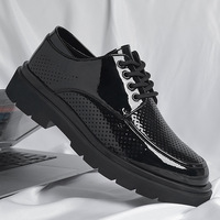Summer Patent Leather Men Shoes Plus Size Casual Business Formal Shoes Thick Sole Hollow Out Breathable Party Office Oxfords