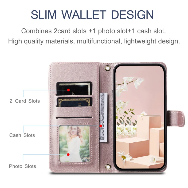 Capa Magnética Flip Card Wallet Phone Case, Luxo Crossbody, Suporte De Mão Com Alça, Tampa À Prova De Choque, Samsung A14, 5G, A54, A53, A13