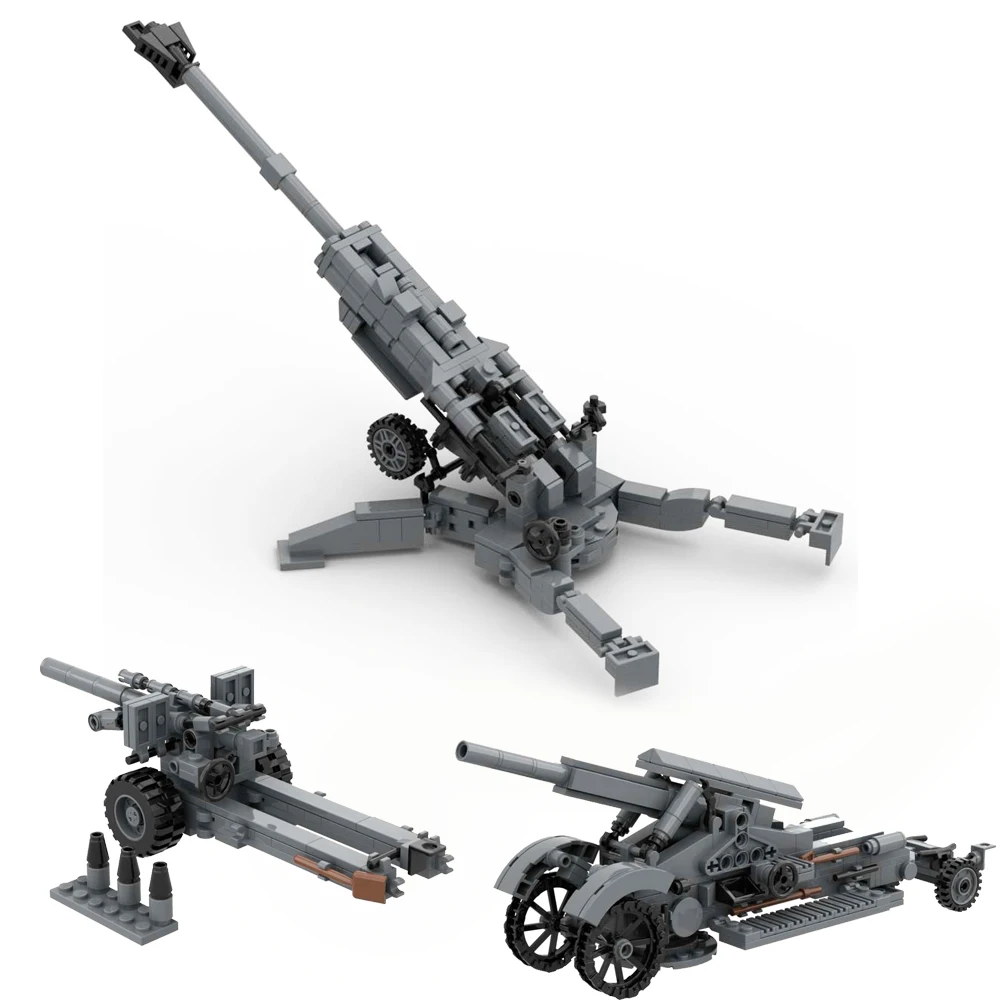 Block Toy M777 Howitzer Flak 36 pak40 M102 M198 Bofors 40mm Anti-Aircraft Anti-Tank Gun Battleship Artillery Military Bricks Set