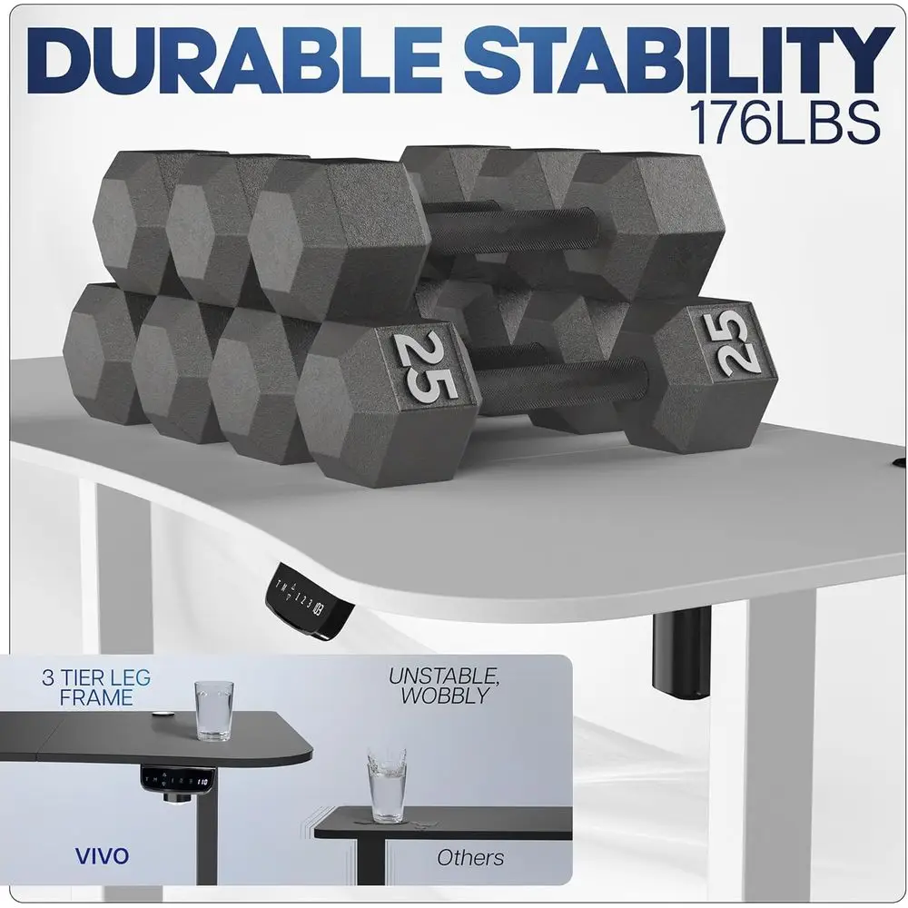 مكتب قائم كهربائي 63 × 32، تعديل ارتفاع الذاكرة، دعم إطار 176 رطل، سلسلة 2E، DESK-KIT-2E