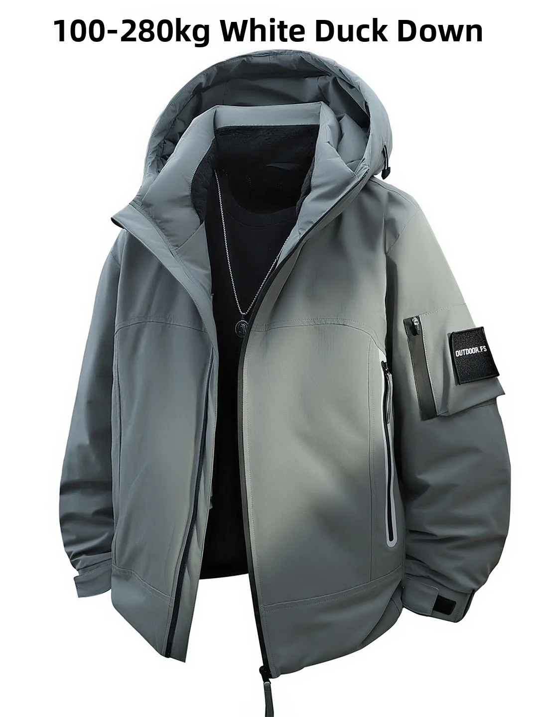 

Extra Large White Du down Jaet Men's Winter Thi Warm Casual plus Size Loose Fit Faionable Urban Sle Windproof