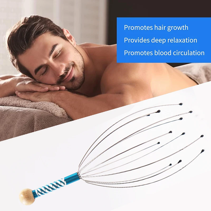 Pexmen 1/2Pcs Head Scratcher 12 Fingers Scalp Massager Stocking Stuffers for Head Body Stress Relax (Radom Color Delivery)