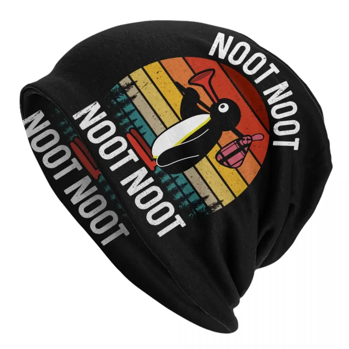 Funny Meme Pingu Noot Noot Beanie Cap Unisex Winter Bonnet Homme Knitted Hats  Outdoor Ski Cartoon Penguin Skullies Beanies Caps