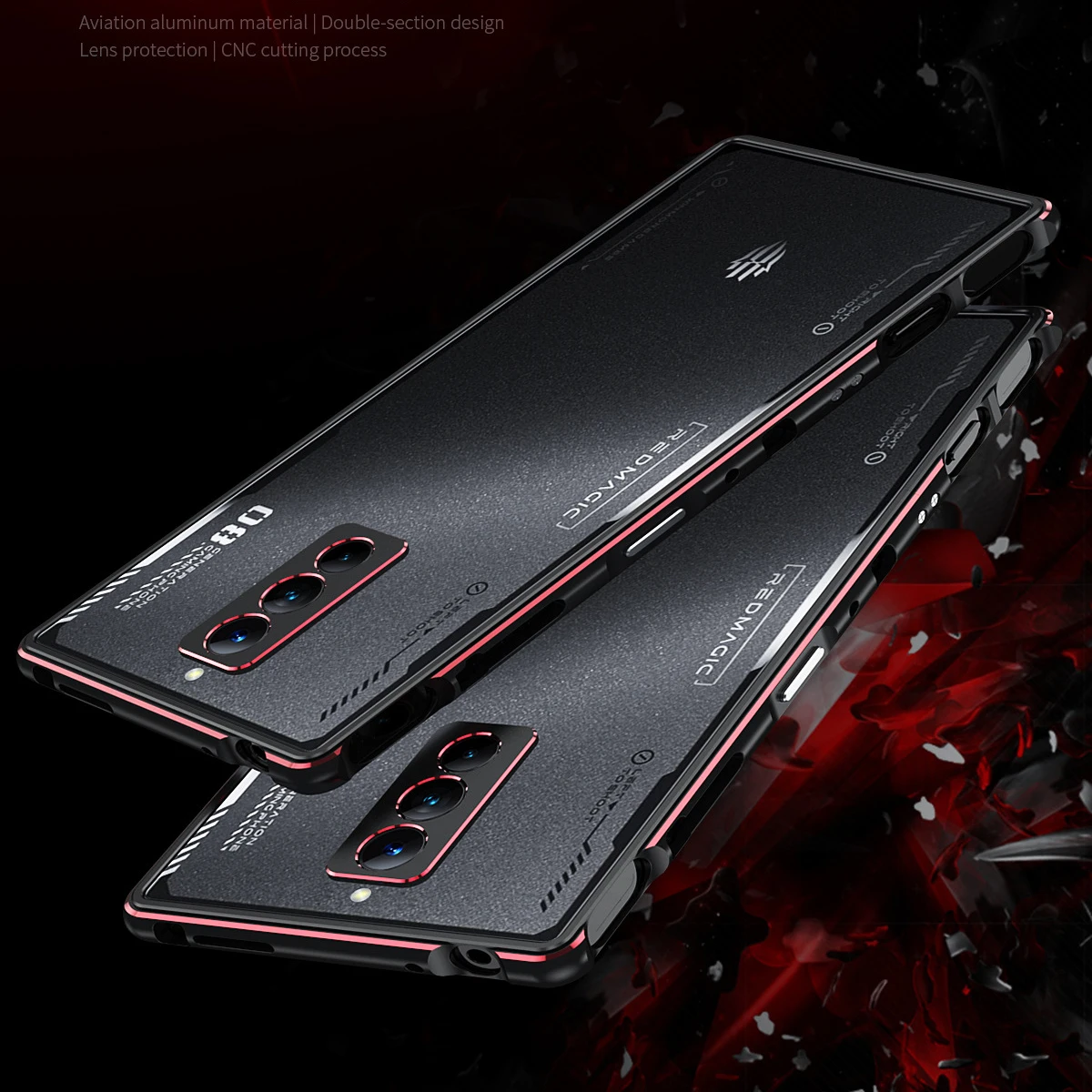 

Бампер для Nubia Red Magic 8S Pro + блестящая металлическая алюминиевая рамка, Жесткая Крышка для Red Magic 8S Pro Plus Pro + металлический бампер