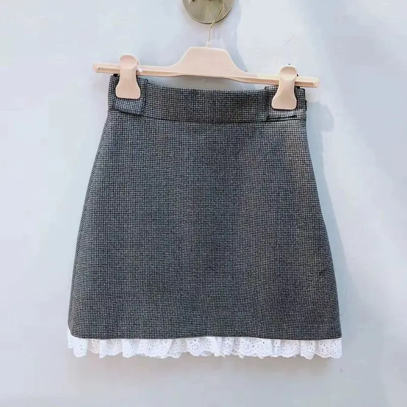 Elegant Plaid High Waist A-Line  Skirt Versatile Stylish Short Skirt Wrap Body Skirt New Arrival Summer Collection