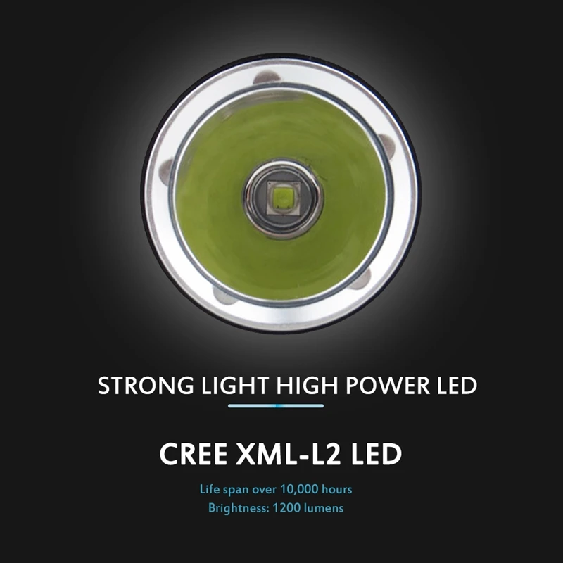 18650 26650 배터리로 구동되는 LED 다이빙 손전등, 스쿠버 다이빙 수중 캠핑 랜턴, 토치 램프, 무단 조광