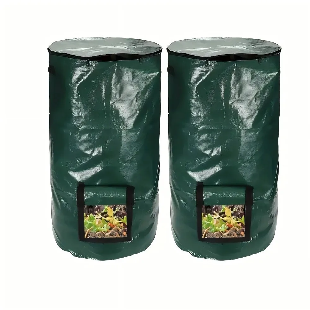 Wear Resist Compost Bin Bag Sealed with Handles Yard Garbage Bag Reusable Collapsible Refuse Composter Leaf Waste