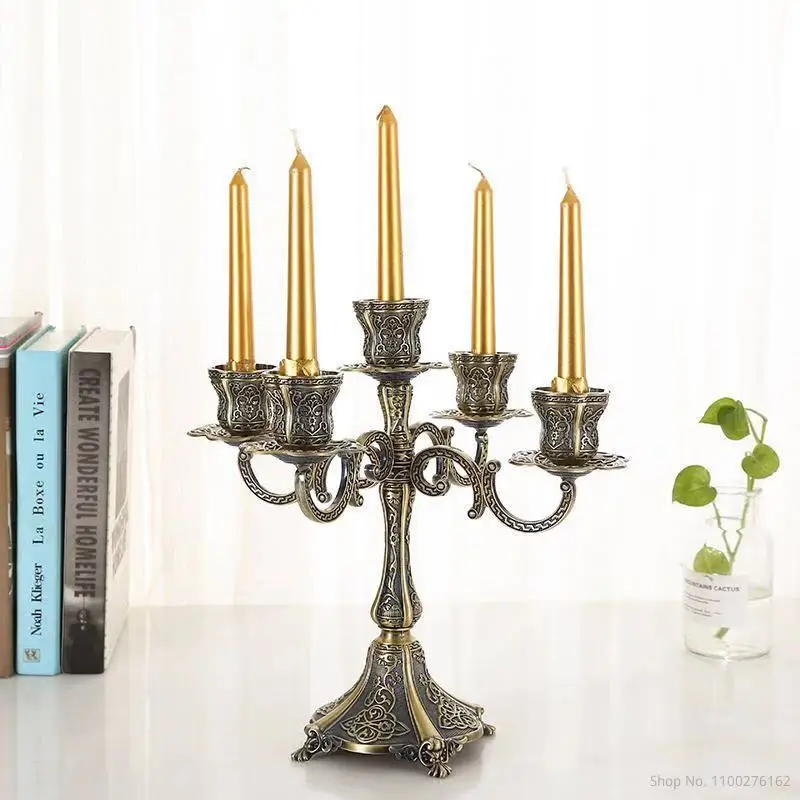 Home Decore Bronze Candelabra Metal Candle Holders Wedding Candlesticks Event Candle Stand Table Centerpiece