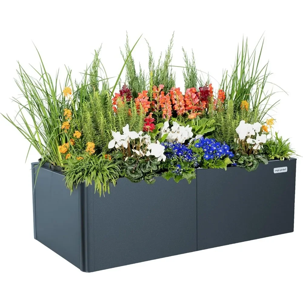 

Raised Garden Bed, 17" Tall 27" x 53" Heavy Long and Large Metal Planter Box for Trees Plants Flowers Double-Walled