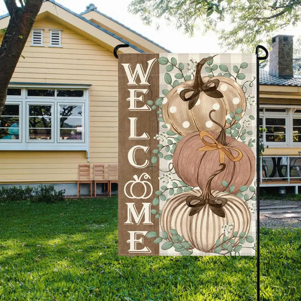 

Halloween Patio Double Halloween Flag Double-sided Fall Garden Flags Pumpkin Halloween Orange Welcome Decor for Outdoor