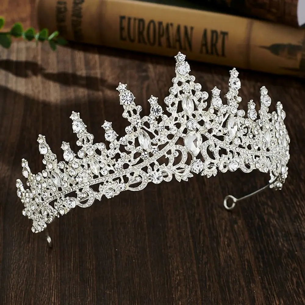 

Creative Metal Crystal Bridal Tiara Luxury Elegant Colorful Wedding Hair Tiara Light Luxury Hair Headdress Prom Party