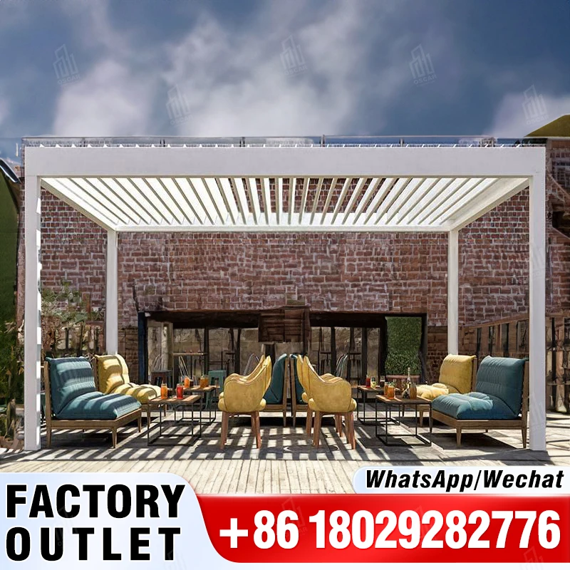 

Customized White Pergola Waterproof 10 x 13 Smart Pavilion 3x3 Aluminium Electric Pergola