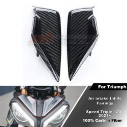 Front Headlight Headlamp Air intake Infills Fairings For Triumph Speed Triple 1200 RS 2021+ Full Carbon Fiber 100% Twill Forged