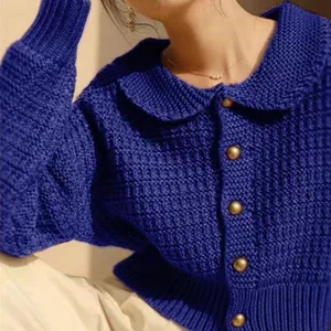 2022 outono laranja colheita topo camisola peter pan colarinho botão up moda coreana malha cardigan camisola casaco outono inverno feminino y7267 10 principais vendas sueter gola peter pan - №10