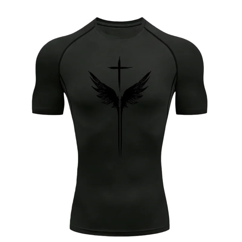 Feuchtigkeitsableitendes Herren-Sport-T-Shirt Training Fitness Kompressions-Rashguard Jogging Workout Elastischer Fitnessanzug