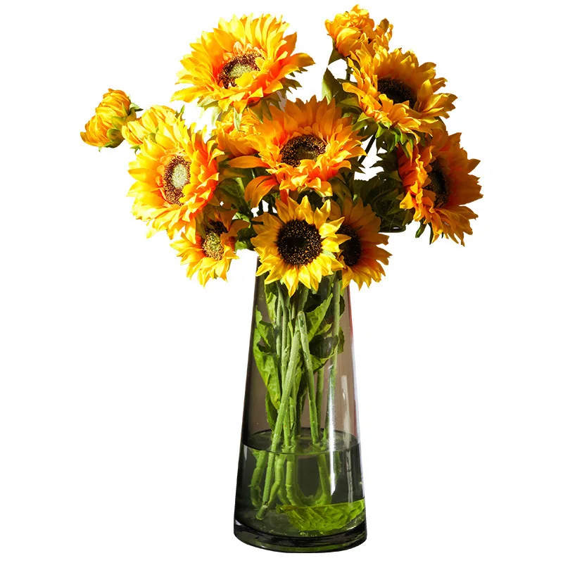 Sunflower simulation bouquet decoration, fake flower, sunflower, living room flower arrangement decoration, dried flower decorat