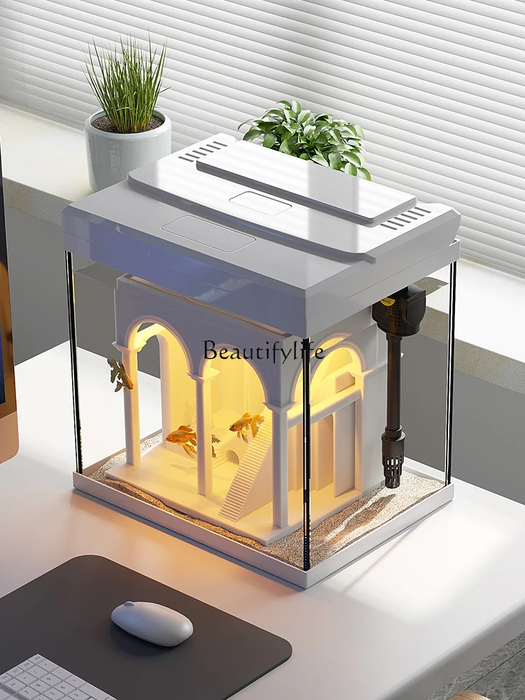 

2023 New Fish Globe Self-Circulating Filter Oxygen Three-in-One Desktop Living Room Small Home Lazy Landscape