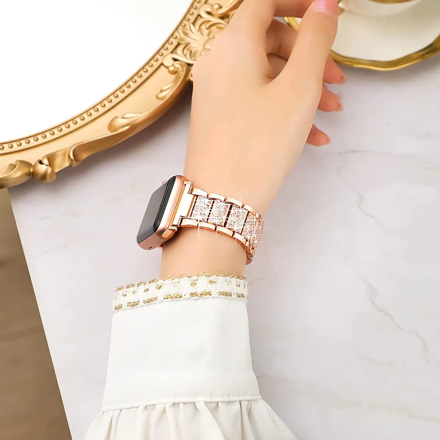 Woman Strap for Apple Watch ultra Series 8/7 49mm 41mm 45mm 40mm 44mm Band Diamond Bracelet iWatch 6 5 4 3 2 1 Se 38/42mm correa