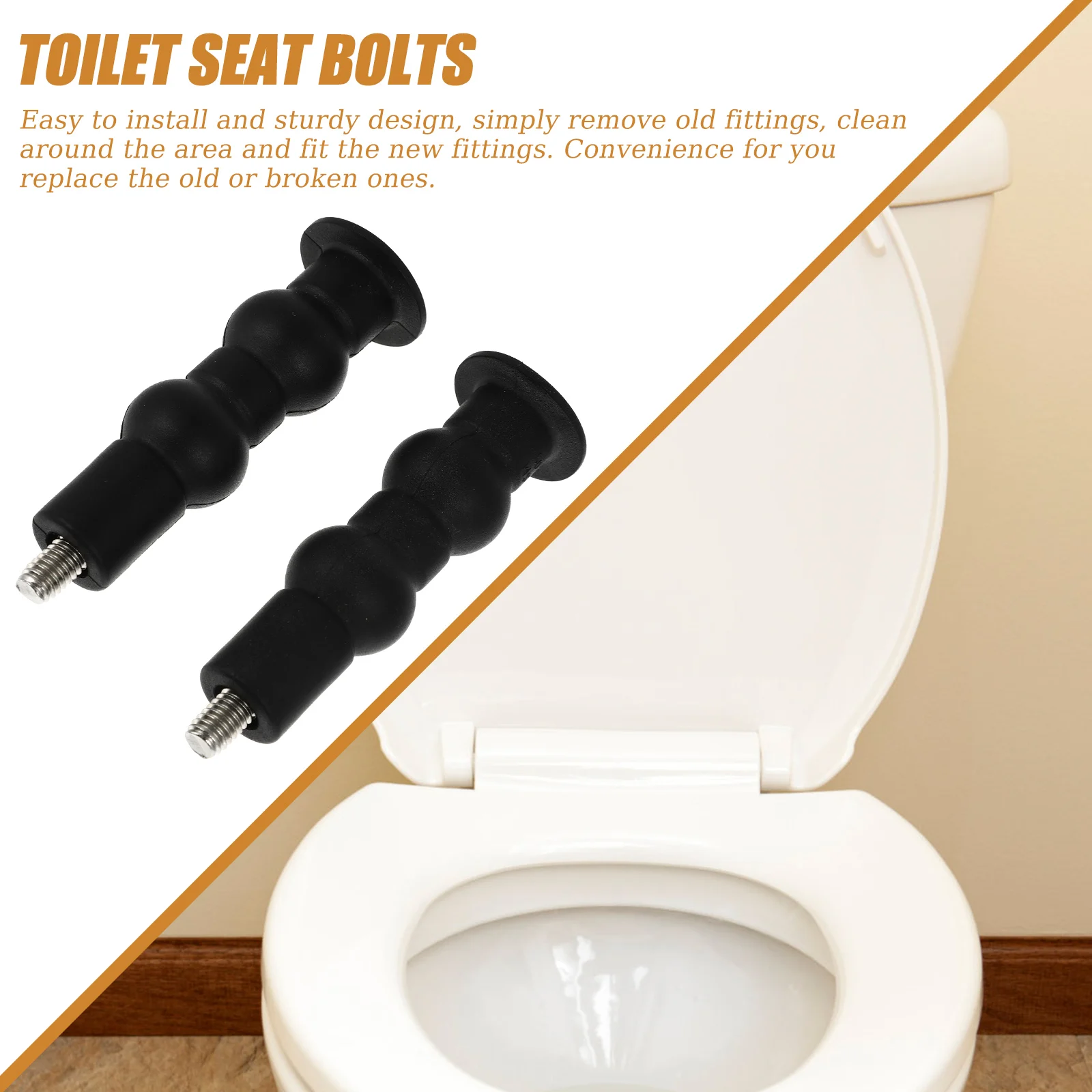 

2Pcs Toilet Seat Bolts Stainless Steel PP Material Expansion Tightening Top Mount Hinge Screws Bathroom Accessories Wooden Metal