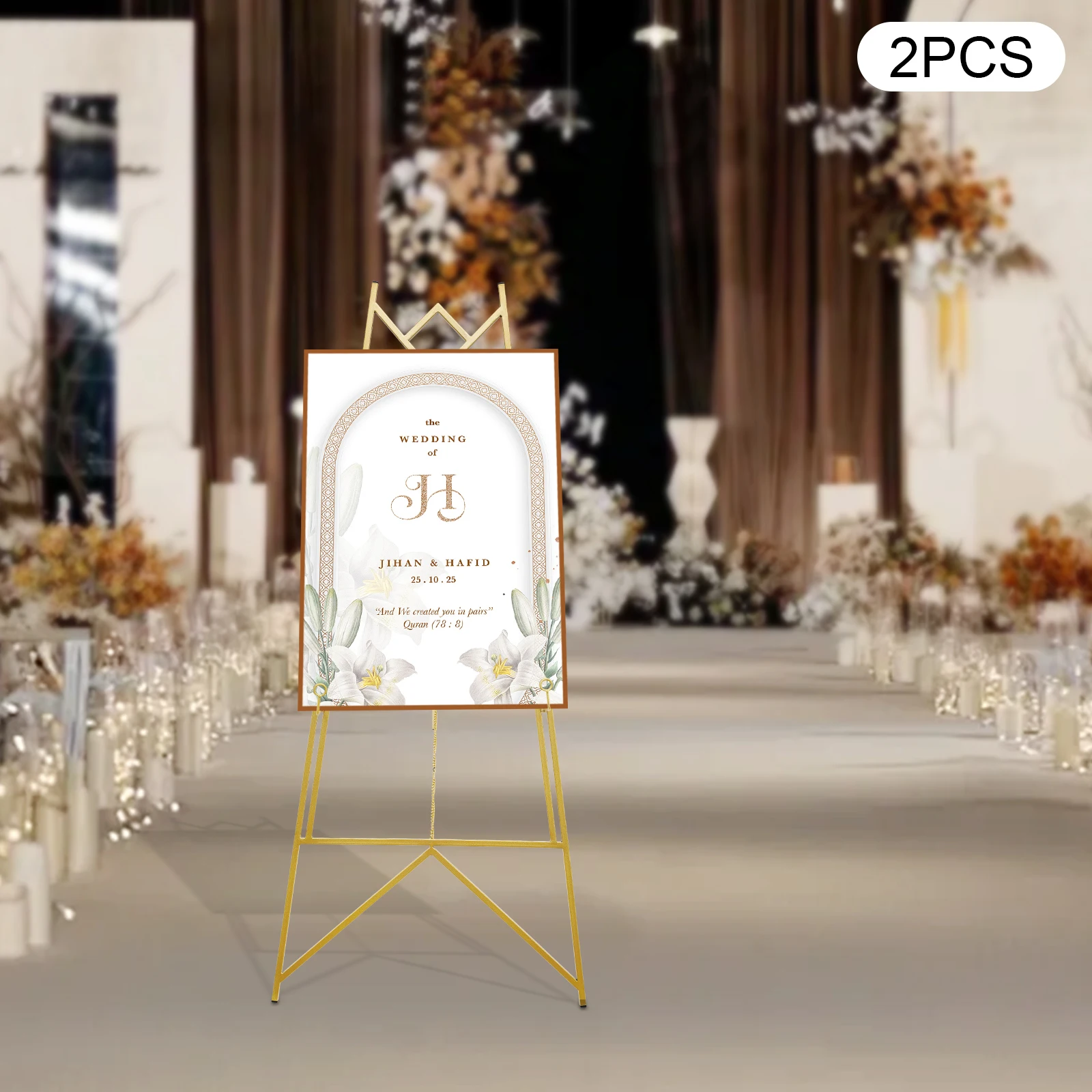 2pcs Steel Adjustable Portable Wedding Easel Stand Poster Board Display Large Decorations Kit Poster Easel