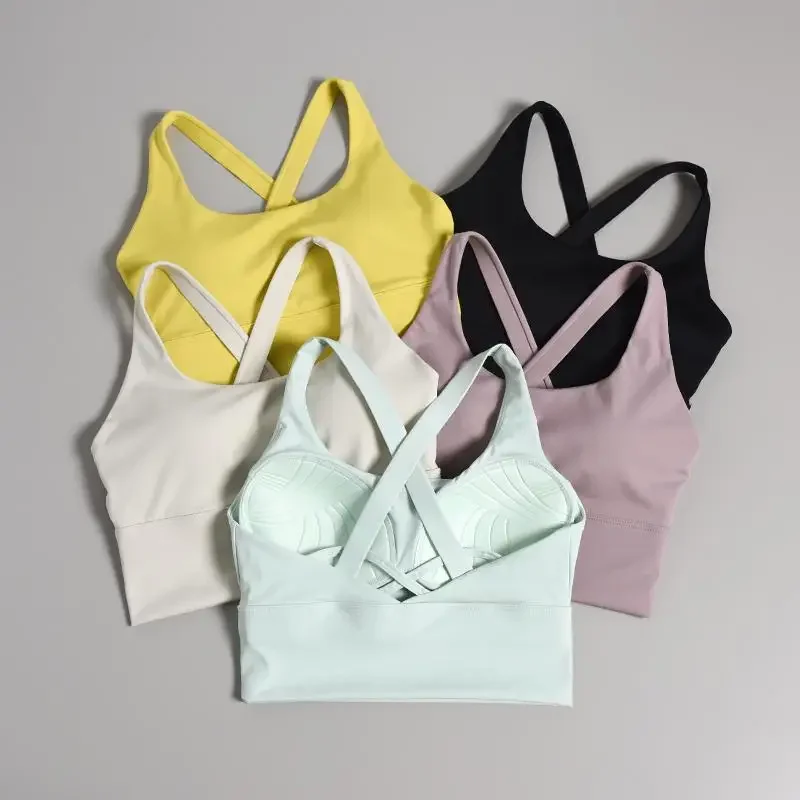 

ntegrated fixed cup bra for women running, fitness beautiful back, skipping rope, yoga clothes, professional sports vest, linge