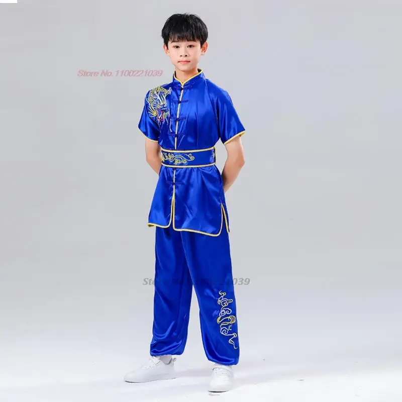 2024 traditional chinese kung fu costume children national dragon embroidery wushu uniform kung fu shaolin wing-chun clothing