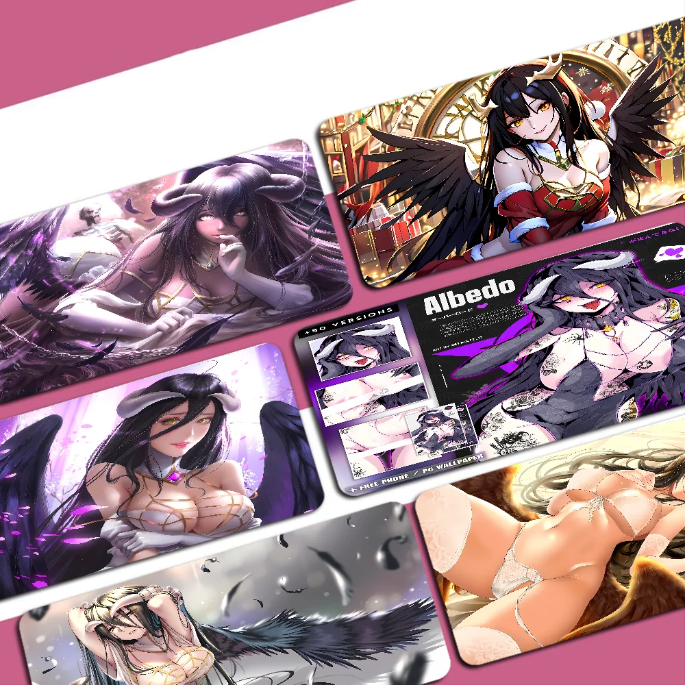 Albedo Overlord Mousepad Custom Skin Desktop Desk Mat Kawaii Gaming Accessories Students Writing Pad for PC Computer Table