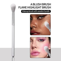 Highlighter Brush, Tapered Face Makeup Brush for Powders and Creams, Vegan and Coated