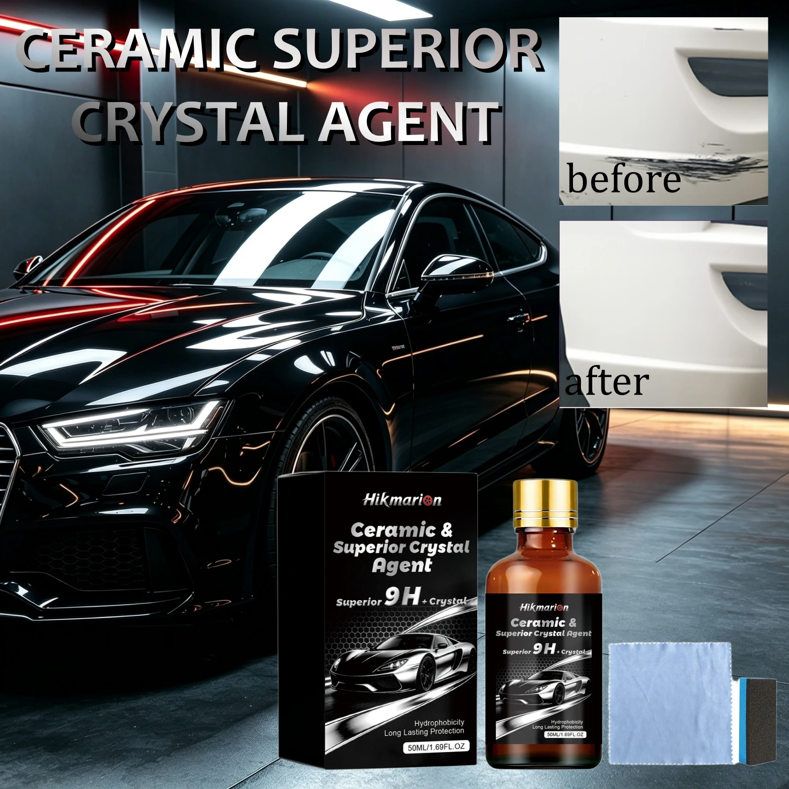 Car Ceramic Coating Kit Anti‑Scratch Auto Surface Polishing Vehicle Paint Maintenance Hydrophobic Paint Shield Gloss Boost Agent