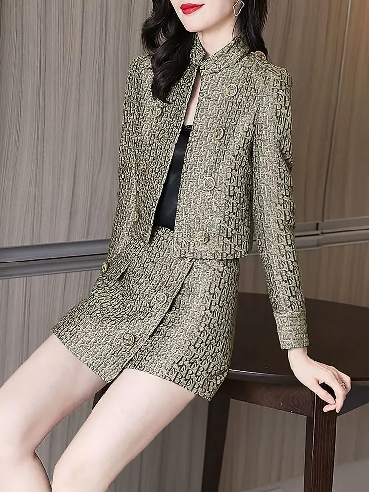 2024 Spring Autumn New Chic Two-Piece Women's Fashion High-End Loose Printed Letters High Waist Shorts Casual Two-Piece Suits