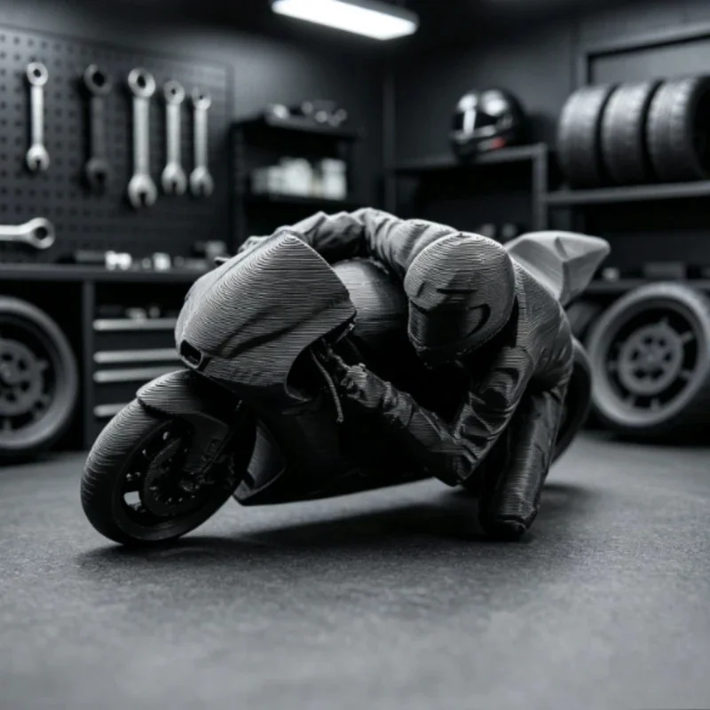 Cool Mini Racing Motorcycle Rider Figurine 3D Printed Desk Ornament Motorbike Racing Gaming Desk Bookshelf Decor DIY Model Gifts