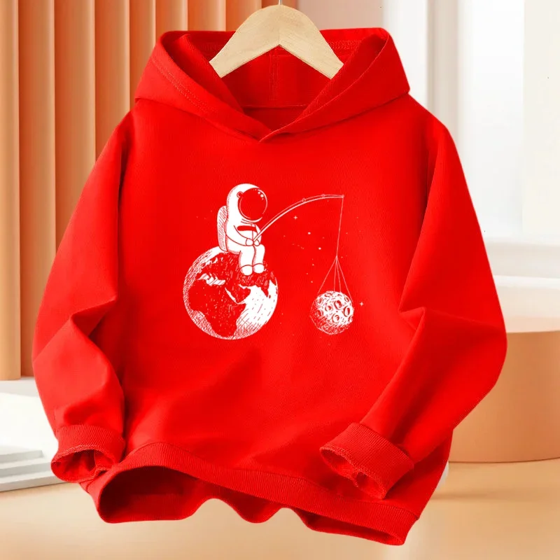 Fall/Winter Trendy Fun Space Man Print Hoodie - Must-have, Versatile, Stylish Onesize Boys' and Girls' Turtleneck Sweater