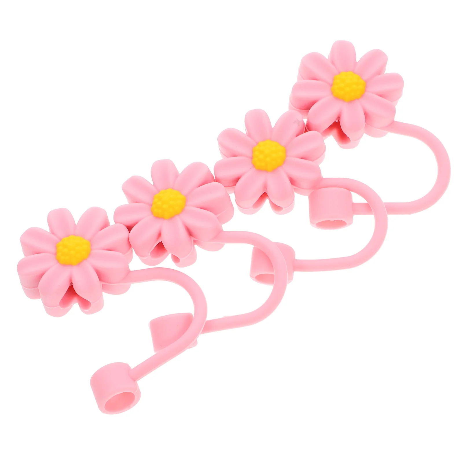 

4Pcs Sturdy Silicone Straw Cover Caps Reusable Tips Protector Unique Lovely Decor for Straws Silicone Straw Toppers