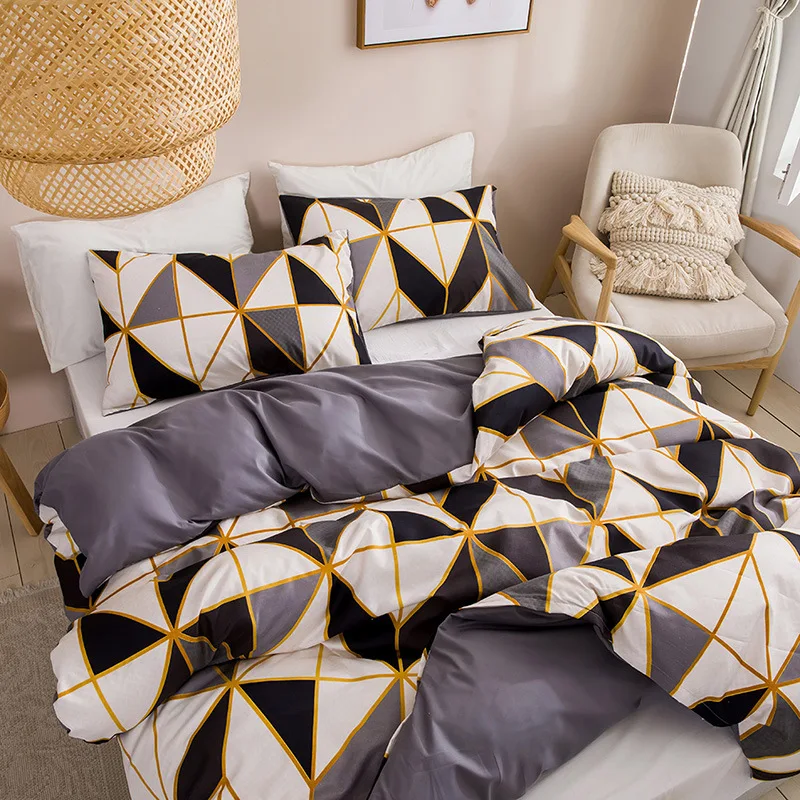 

Geometric Print Queen Bedding Set Soft Comfortable King Size Duvet Cover Set Cheap Durable Single Double quilt cover NO sheet
