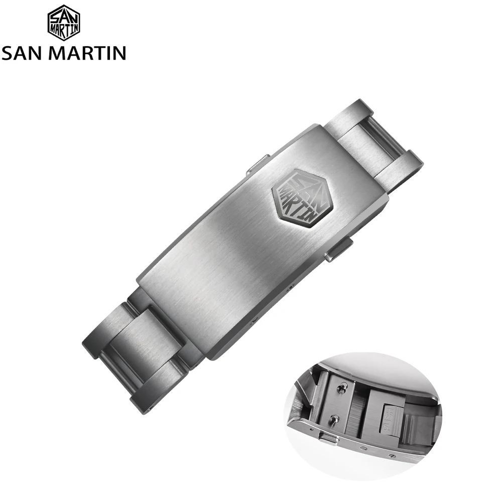 

San Martin New Fly Adjustable Clasp Suitable For 16mm Buckle 316L Stainless Steel Strap Polished Buckle Watch Parts