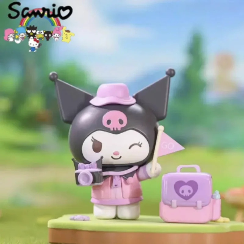 MINISO Sanurgente-Boîte ennemi de la série Camping Friends, Kuromi Cinnamoroll, MyMelody, Pachacco Pompompurin, modèle Kawaii, jouet pour enfants, cadeau